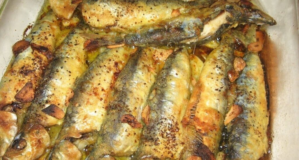 Tabuleiro de sardinhas assado no forno